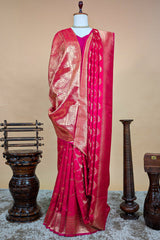 Rani Pink Modal Silk Banarasi Woven Saree