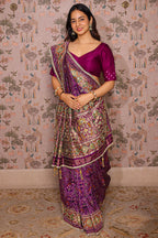 Purple Silk Traditional Woven Patola Saree with Cutdana and Beads Work