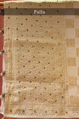 Off White Semi Silk Cutdana Worked Saree