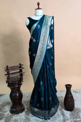 Rama Blue Modal Silk Woven Saree