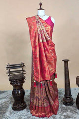 Golden Tissue Silk All Over Woven Saree with Swarovski Work