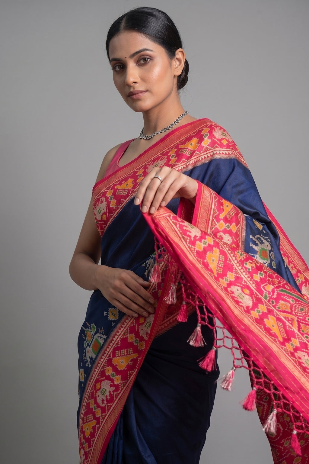 Blue Art Silk Patola Woven Saree