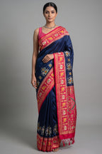 Blue Art Silk Patola Woven Saree
