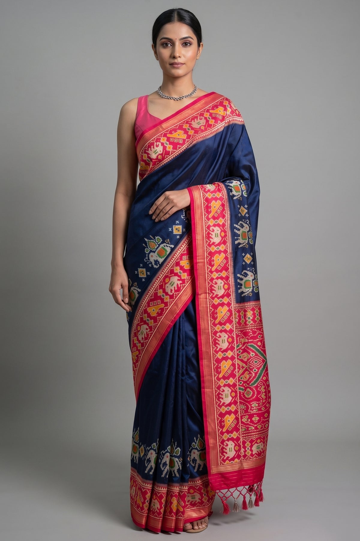 Blue Art Silk Patola Woven Saree