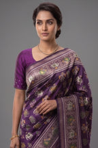 Purple Art Silk Woven Patola Saree