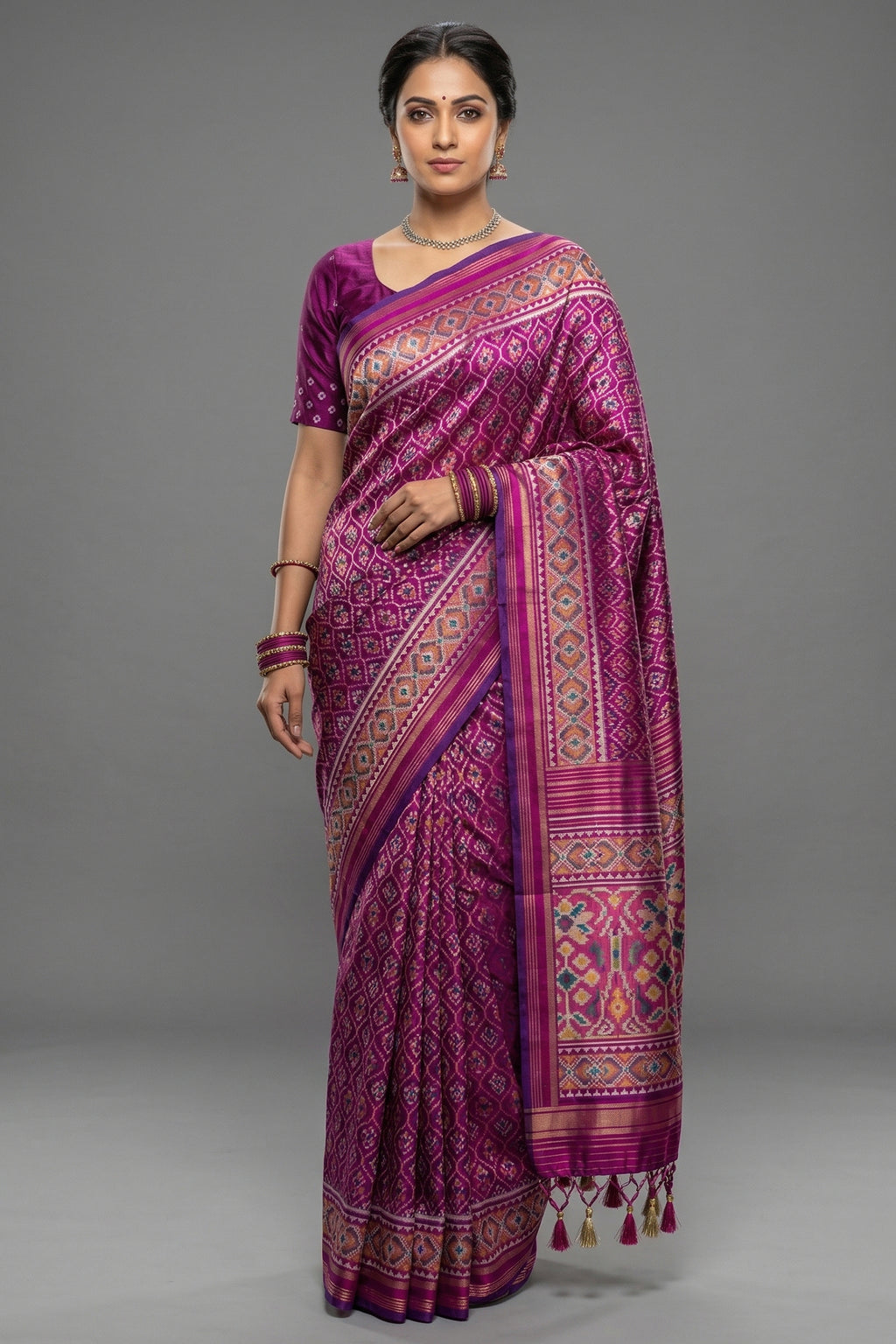 Magenta Art Silk Patola Saree