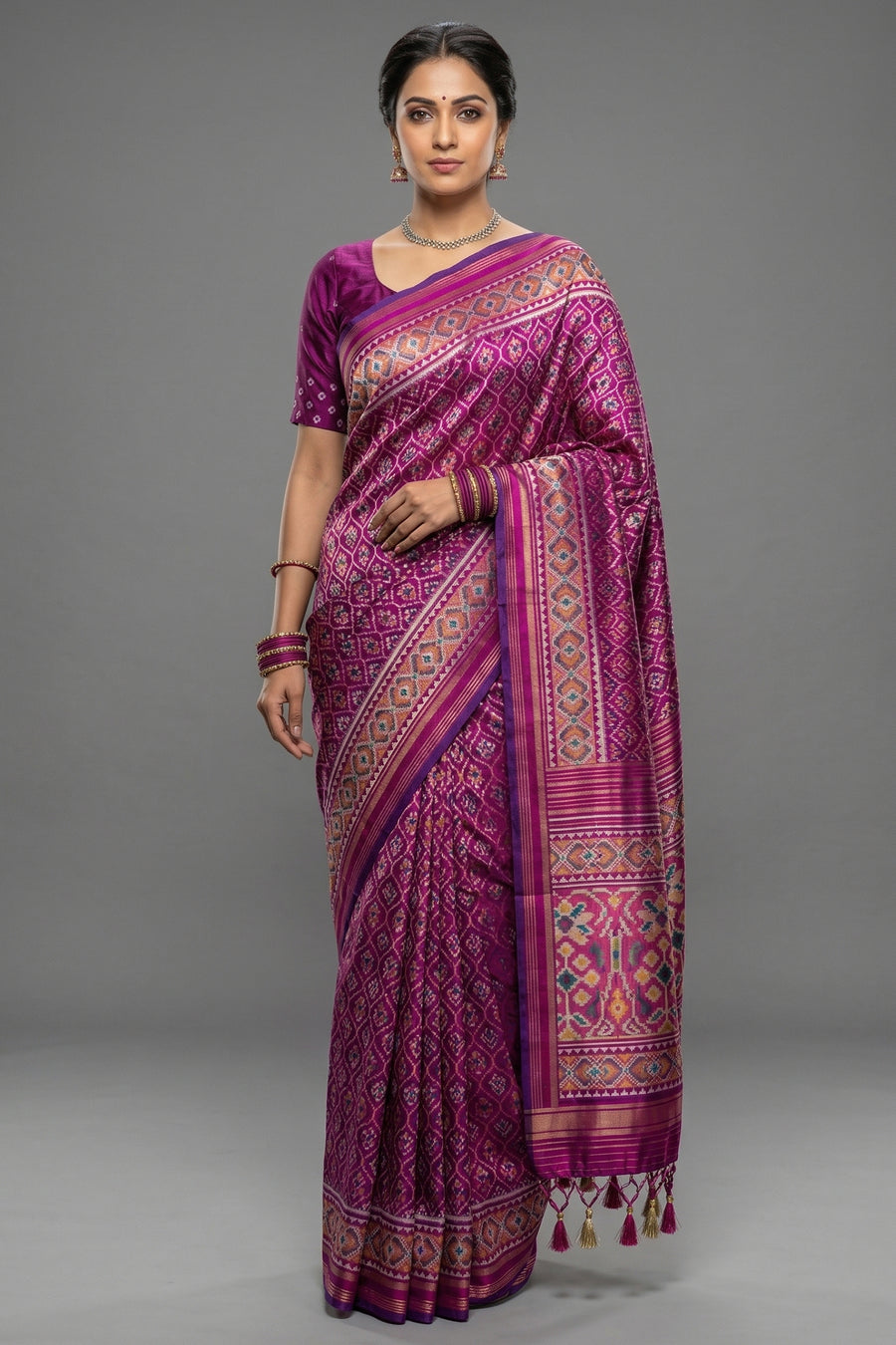 Magenta Art Silk Patola Saree