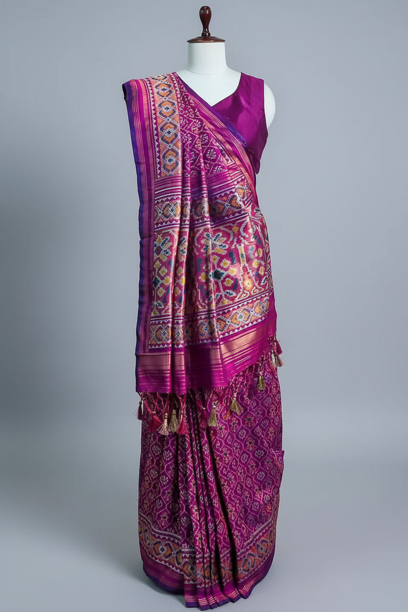 Magenta Art Silk Patola Saree