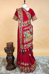 Maroon Gaji Silk Traditional Gharchola Saree with Tassles