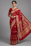 Maroon Gaji Silk Traditional Bandhej Checks Gharchola Saree with Embroidery and Peacock Motif