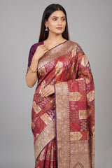 Purple Banarasi Silk Real Zari Kadva Woven Saree