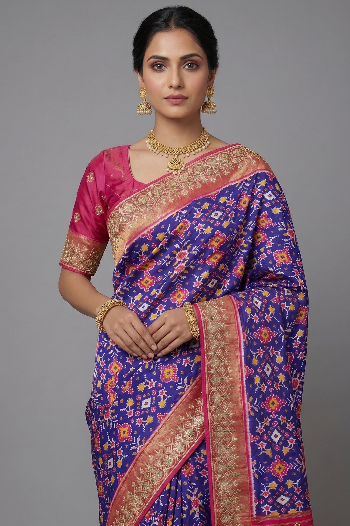 Purple Silk Traditional Patola Saree with Gota Sequin Work