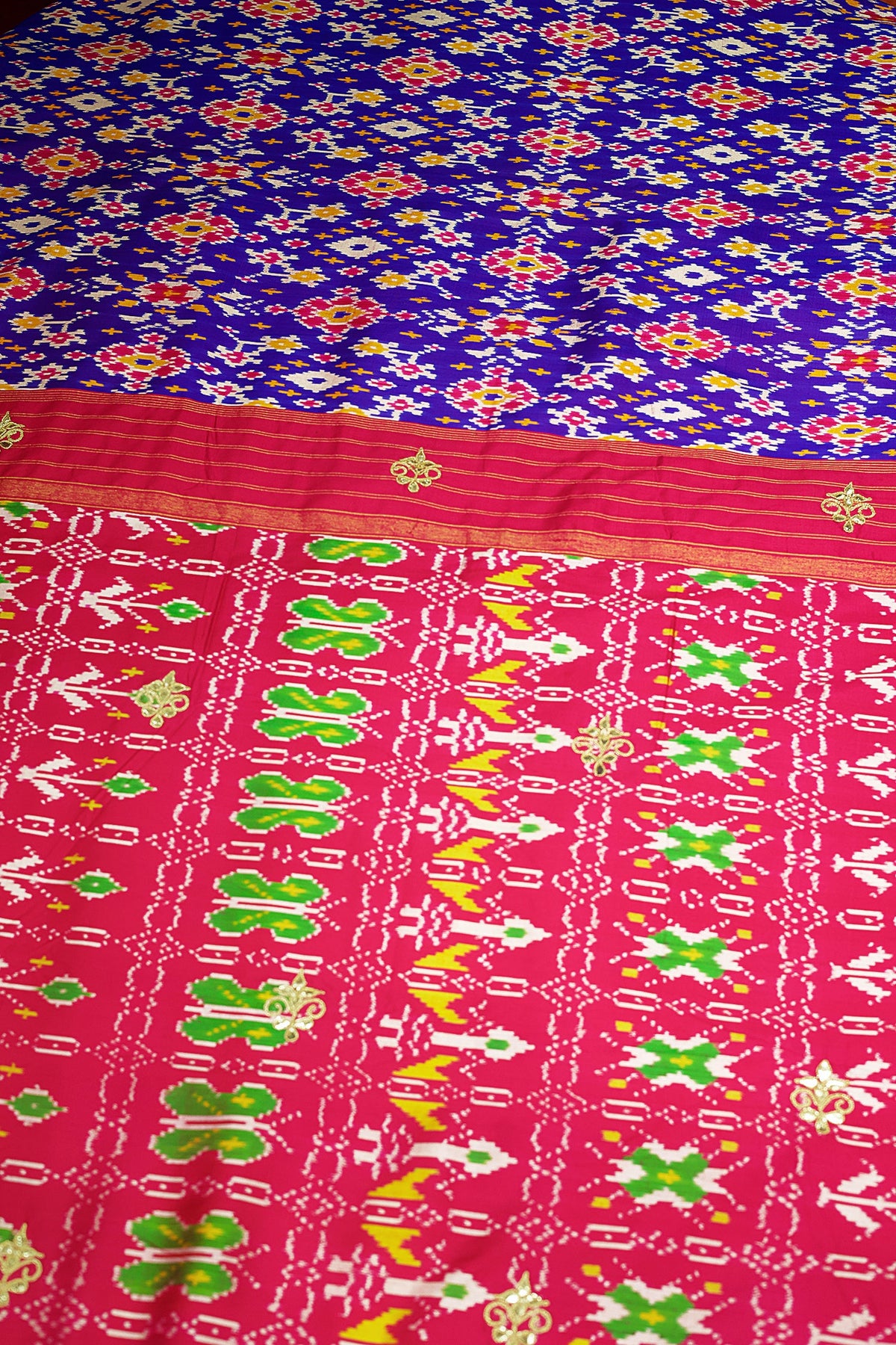 Purple Silk Traditional Patola Saree with Gota Sequin Work