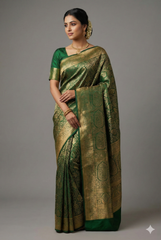 Green Kanchipuram Silk Woven Traditional Saree