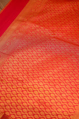 Pink and Red Dual Toned Kanchipuram Silk Woven Saree