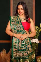 Green Gaji Silk Traditional Gharchola Saree with Zardosi Work