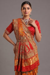 Mustard Yellow Gaji Silk Traditional Gharchola Saree with Contrast Pallu