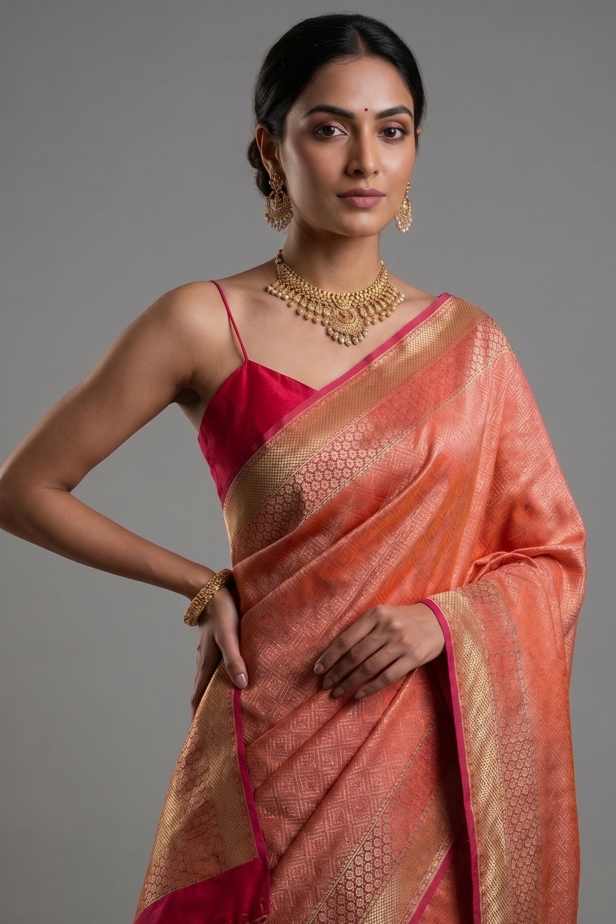 Pink Silk Traditional Woven Saree