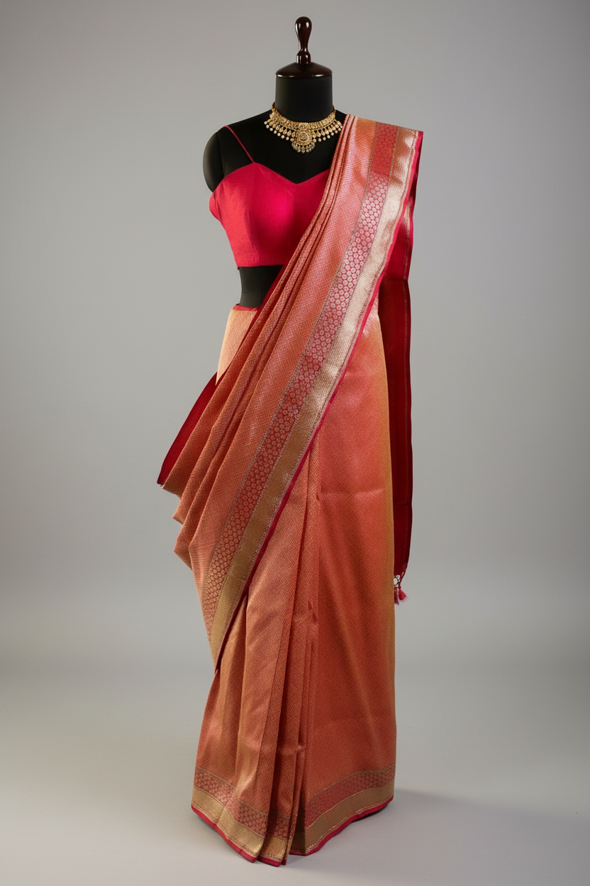 Pink Silk Traditional Woven Saree