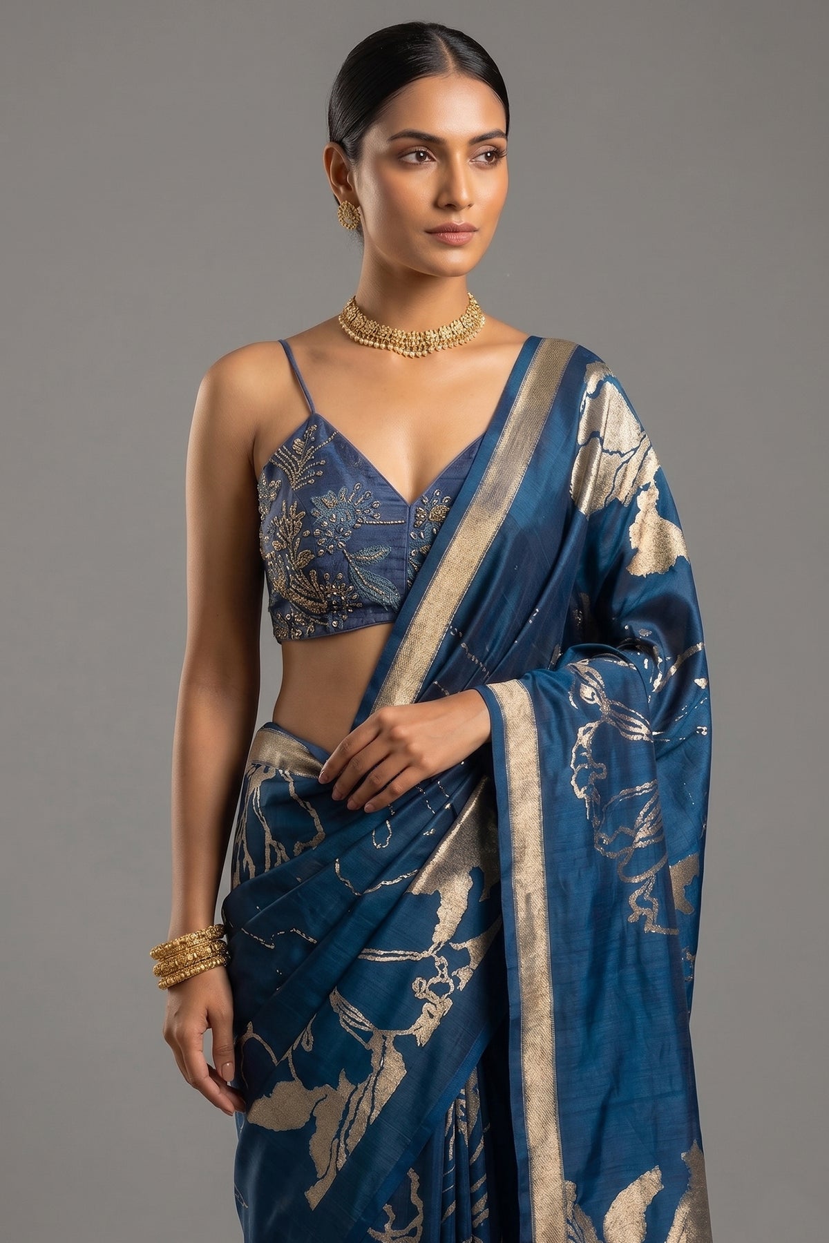 Blue Silk Saree with Zari Weaving