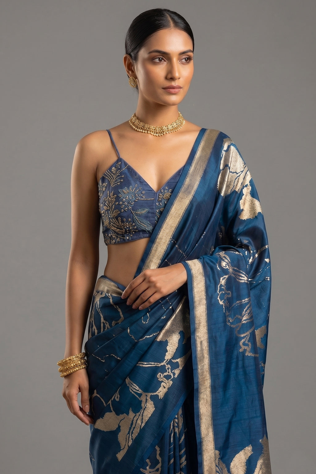 Blue Silk Saree with Zari Weaving