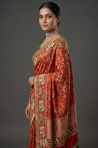 Red Silk Traditional Patola Saree with Handworked Elephant Motif Border