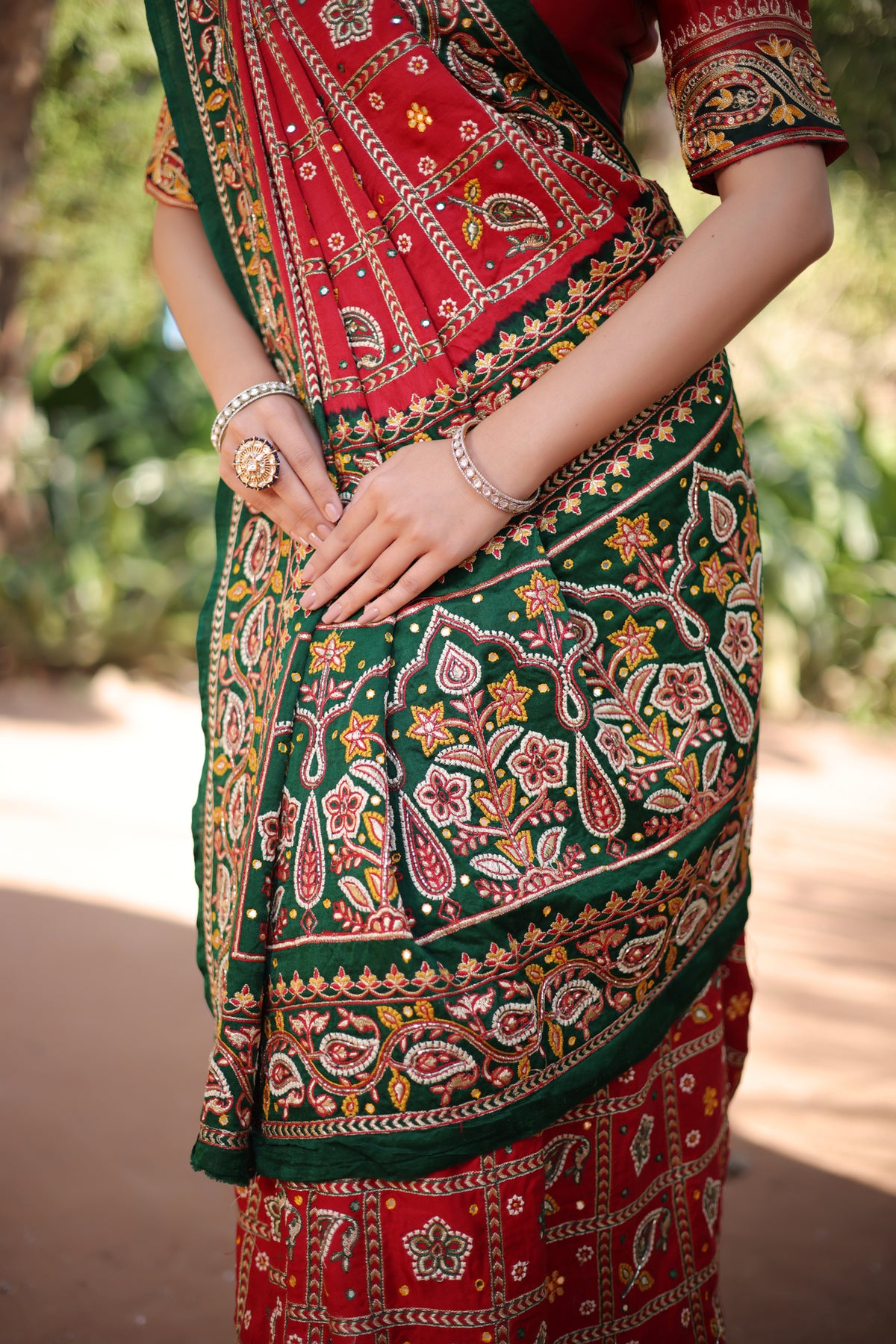 Maroon Gaji Silk Traditional Gharchola with Contrast Pallu and Border