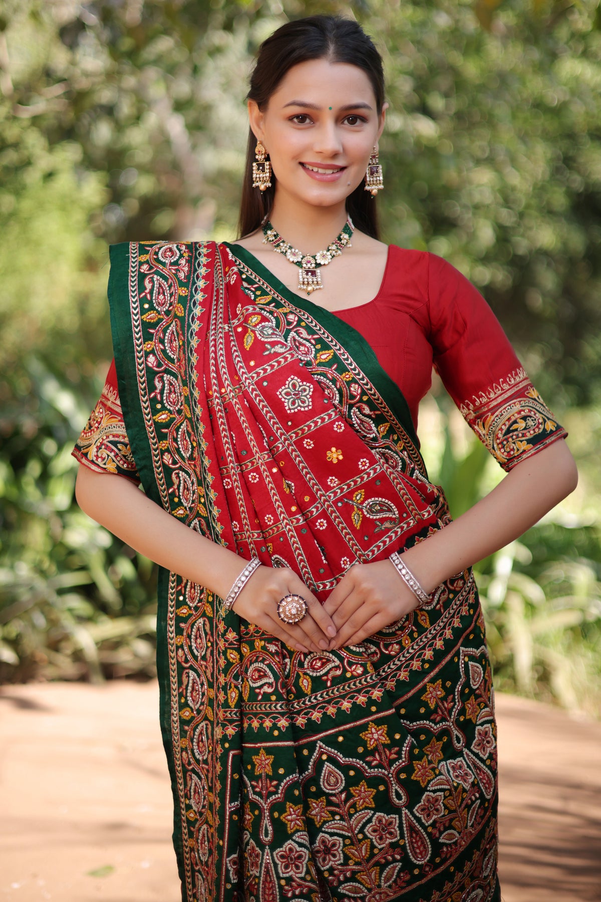 Maroon Gaji Silk Traditional Gharchola with Contrast Pallu and Border