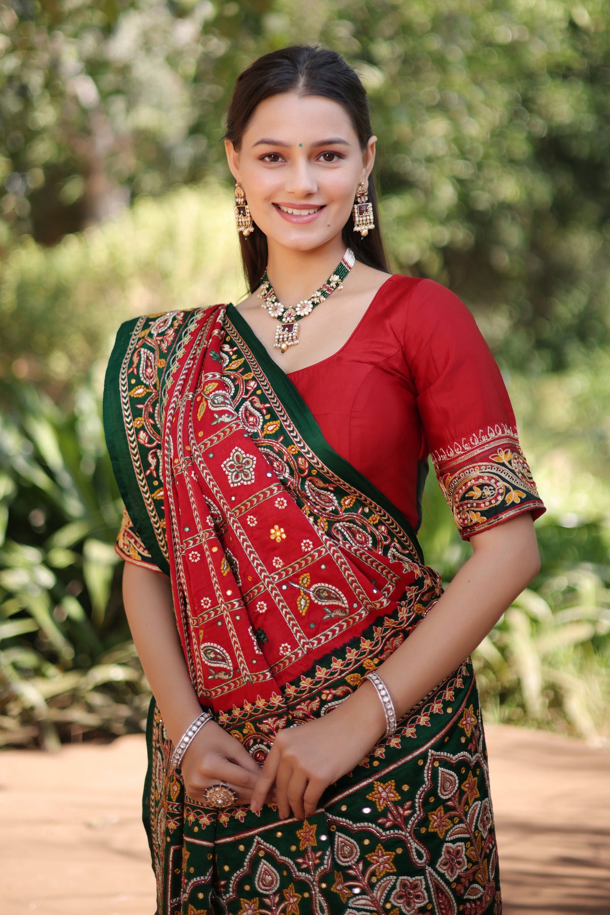 Maroon Gaji Silk Traditional Gharchola with Contrast Pallu and Border