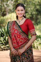 Maroon Gaji Silk Traditional Gharchola with Contrast Pallu and Border