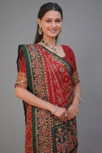 Maroon Gaji Silk Traditional Gharchola with Contrast Pallu and Border