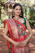 Green Silk Traditional Patola Saree with Beaded Work