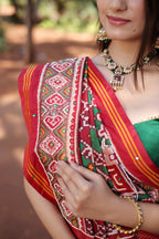 Green Silk Traditional Patola Saree with Beaded Work