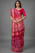 Pink Silk Traditional Patola Saree with Bead Work