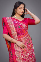 Pink Silk Traditional Patola Saree with Bead Work