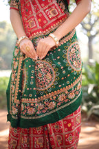 Maroon Gaji Silk Traditional Gharchola with Contrast Pallu and Border