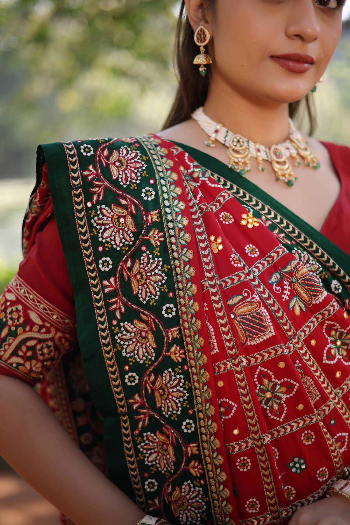 Maroon Gaji Silk Traditional Gharchola with Contrast Pallu and Border