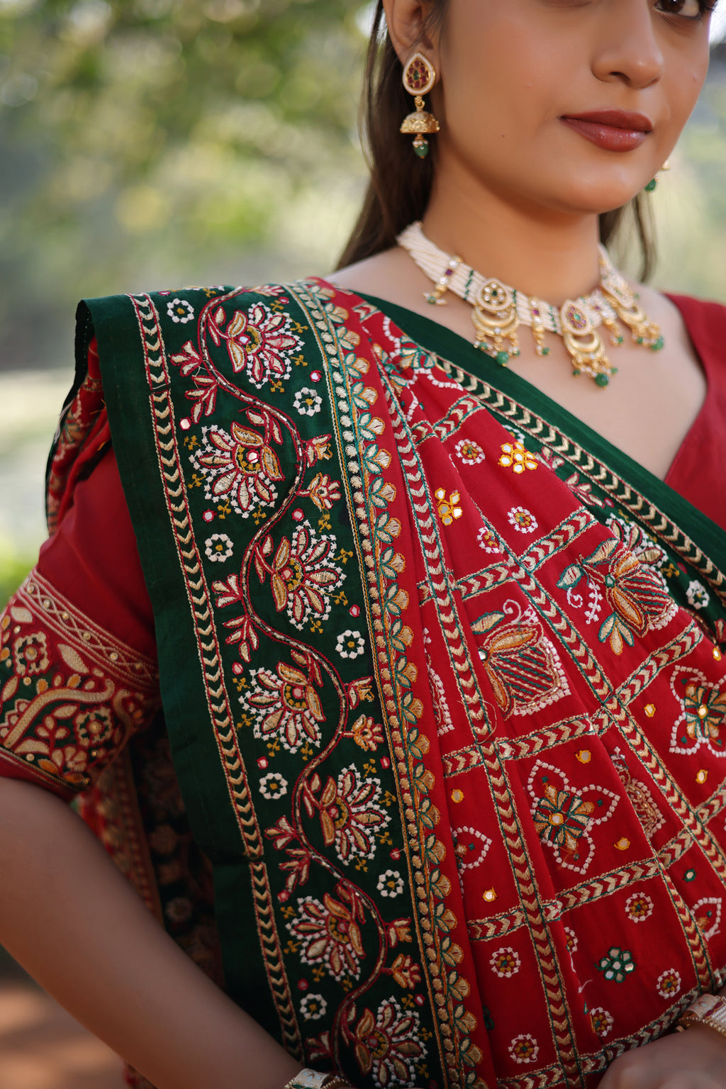 Maroon Gaji Silk Traditional Gharchola with Contrast Pallu and Border