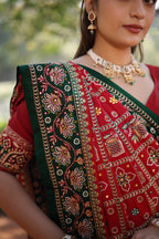 Maroon Gaji Silk Traditional Gharchola with Contrast Pallu and Border