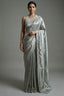 Golden and Silver Tissue Silk Stripe Saree with Sequin and Bead Work