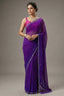 Purple Chiffon Georgette Leheriya Printed Saree with Applique Work