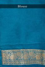 Sky Blue Dola Silk Printed Saree with Embroidery