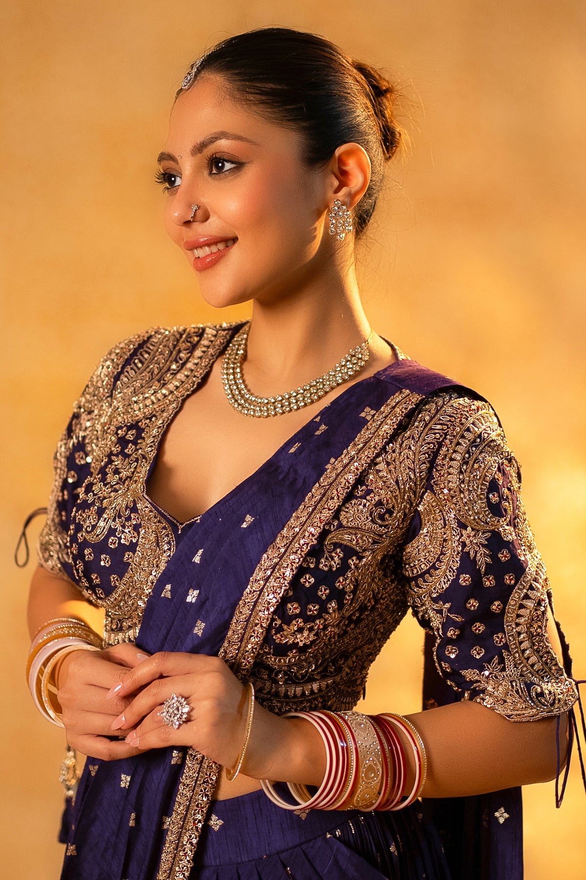 Imperial Plum Purple Raw Silk Pleated Ready to Wear Woven Saree with Designer Readymade Blouse
