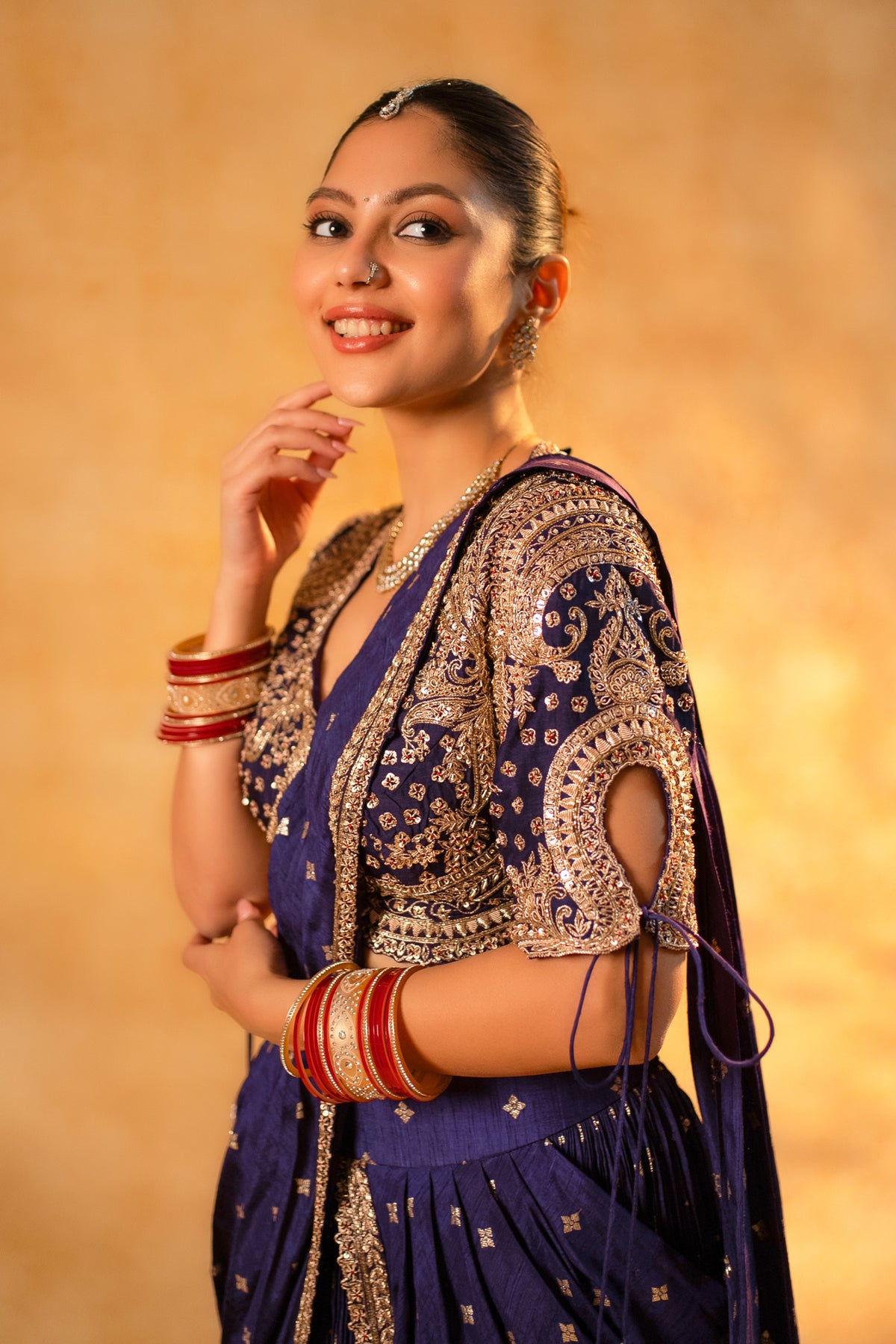 Imperial Plum Purple Raw Silk Pleated Ready to Wear Woven Saree with Designer Readymade Blouse