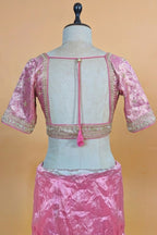 Pink and Grey Omber Organza Silk Saree with Weaving Pallu and Readymade Blouse