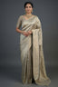 Light Grey and Golden Two Toned Moroccan Design Woven Saree with Designer Readymade Blouse