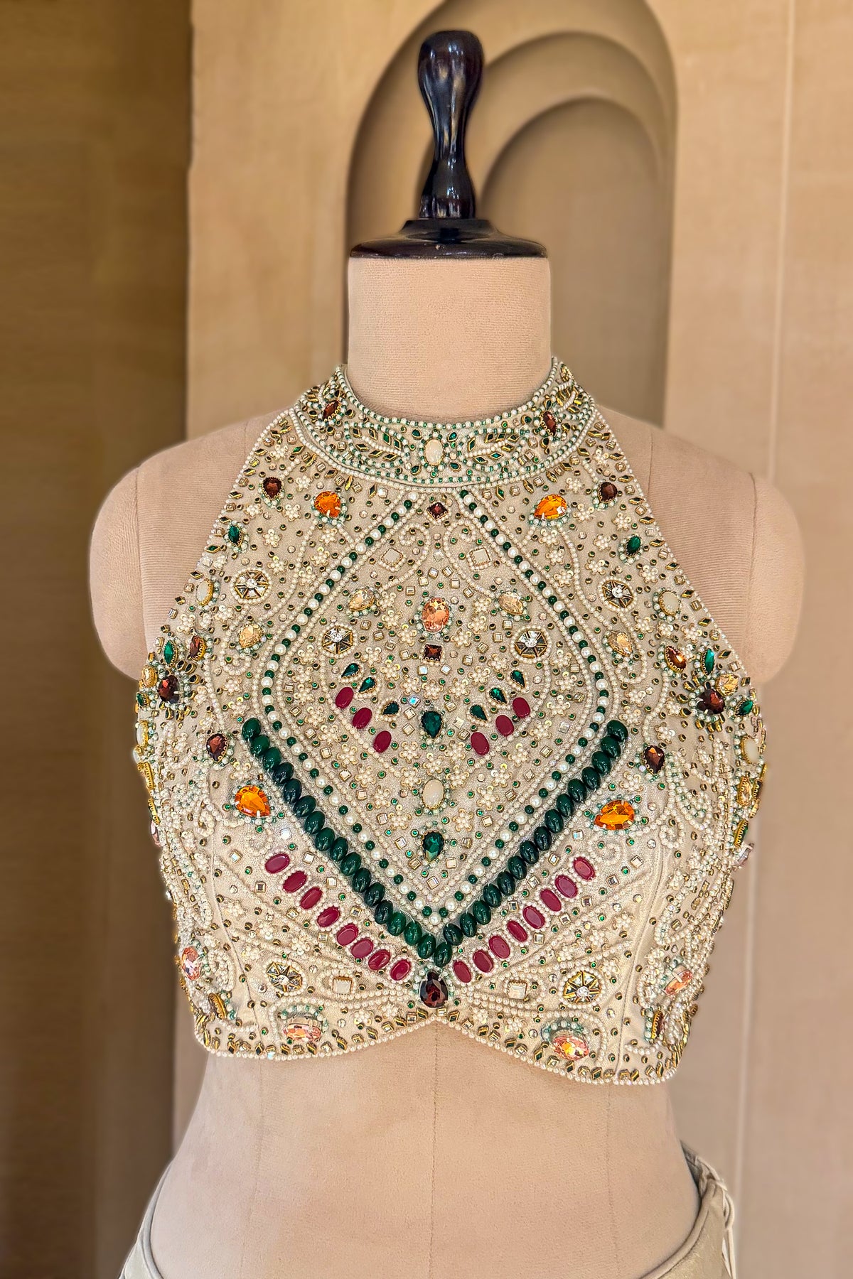 Golden Imported Readymade Ruffle Saree with Halter Neck Embellished Blouse