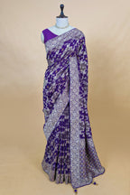 Purple Georgette Woven Saree with Cutdana Work