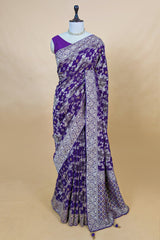 Purple Georgette Woven Saree with Cutdana Work