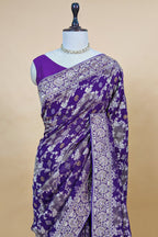 Purple Georgette Woven Saree with Cutdana Work